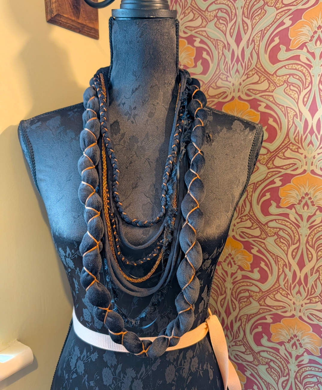 Elizabeth, Handmade Tudor Inspired Fabric Necklace