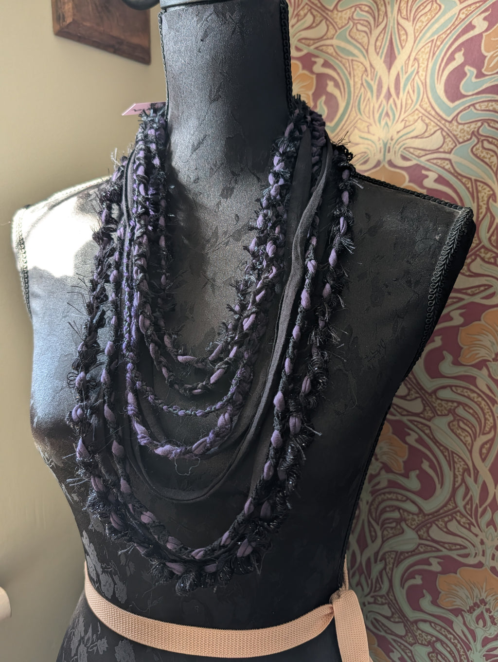 Belladonna, Beautiful Gothic Boho Style Fabric Necklace