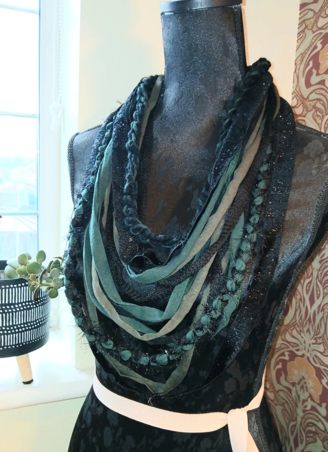 Starlit Forest, Wiitchy Boho Forestcore Fabric Necklace