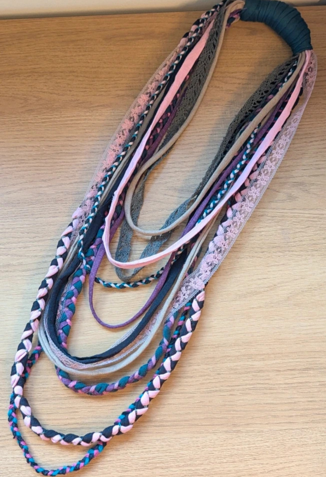 Rose Garden, Boho Style Fabric Necklace