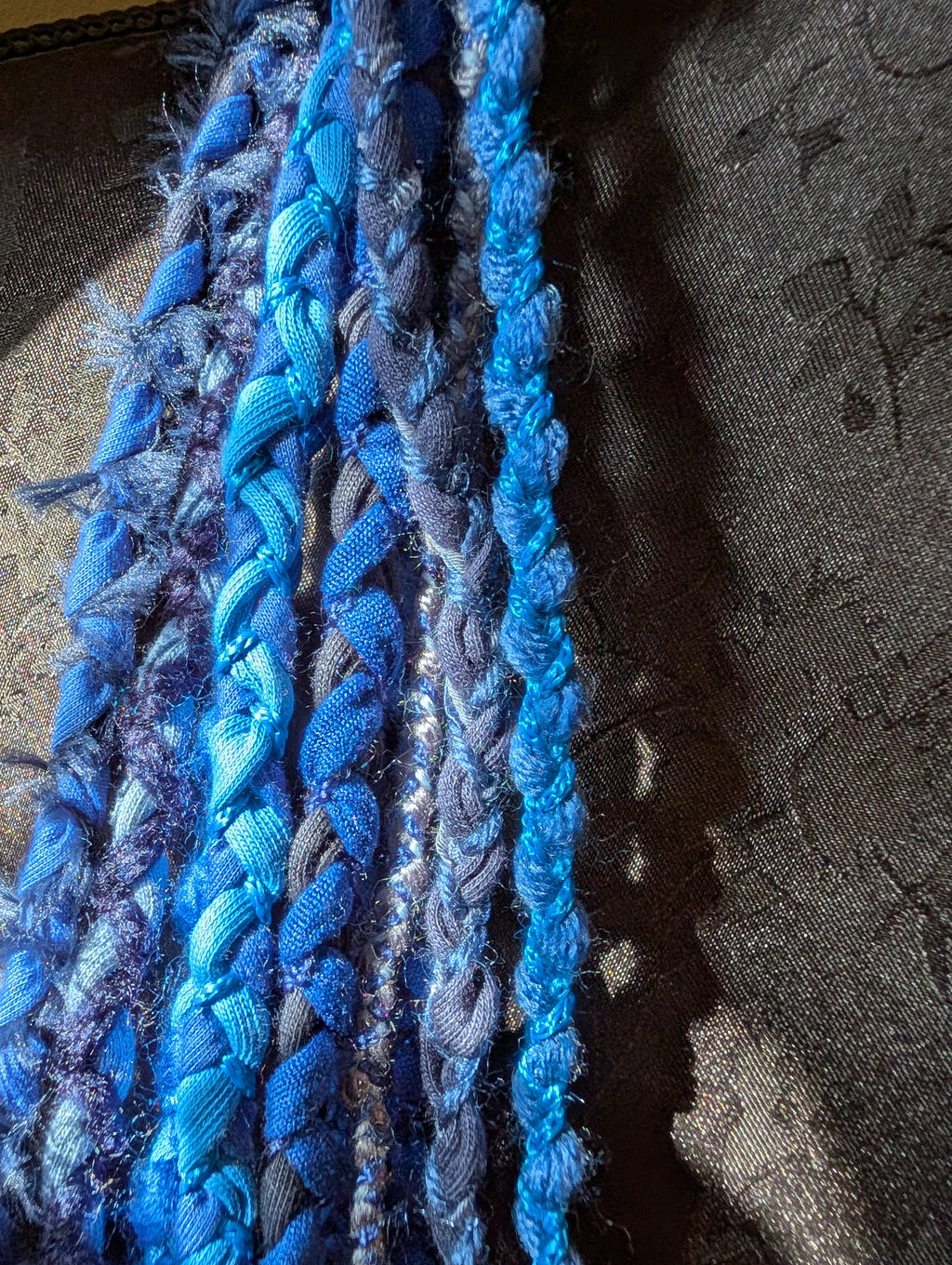 Mystic Azure, Boho Style Layered Fabric Necklace, Handmade & Unique Gift