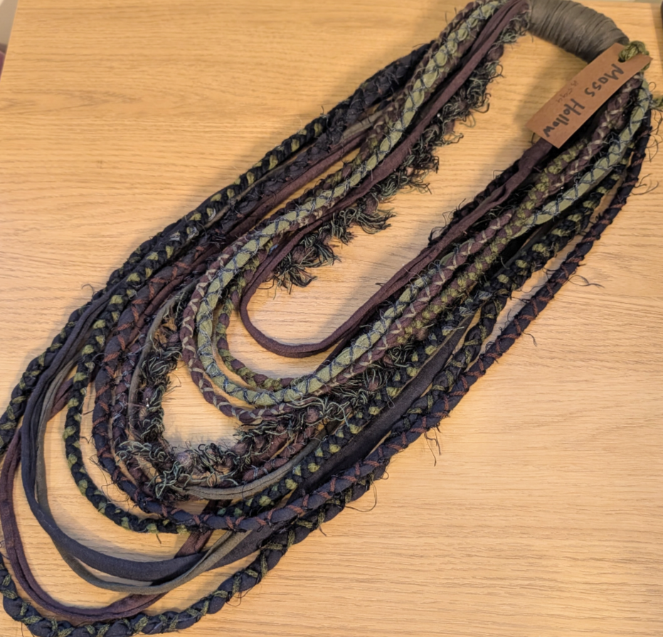 Moss Hollow, A Beautiful, forest inspired fabric necklace, Earthy shades that create a dark and witchy overtone