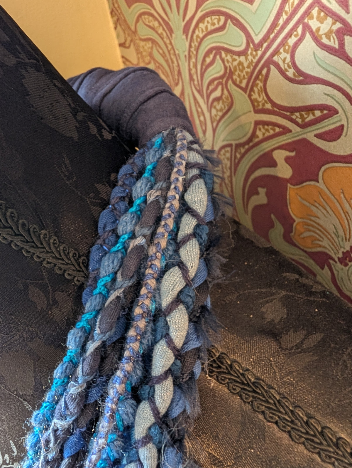 Mystic Azure, Boho Style Layered Fabric Necklace, Handmade & Unique Gift
