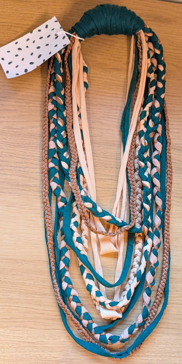 Tudor Malachite, Handmade Unique Upcycled Fabric Necklace