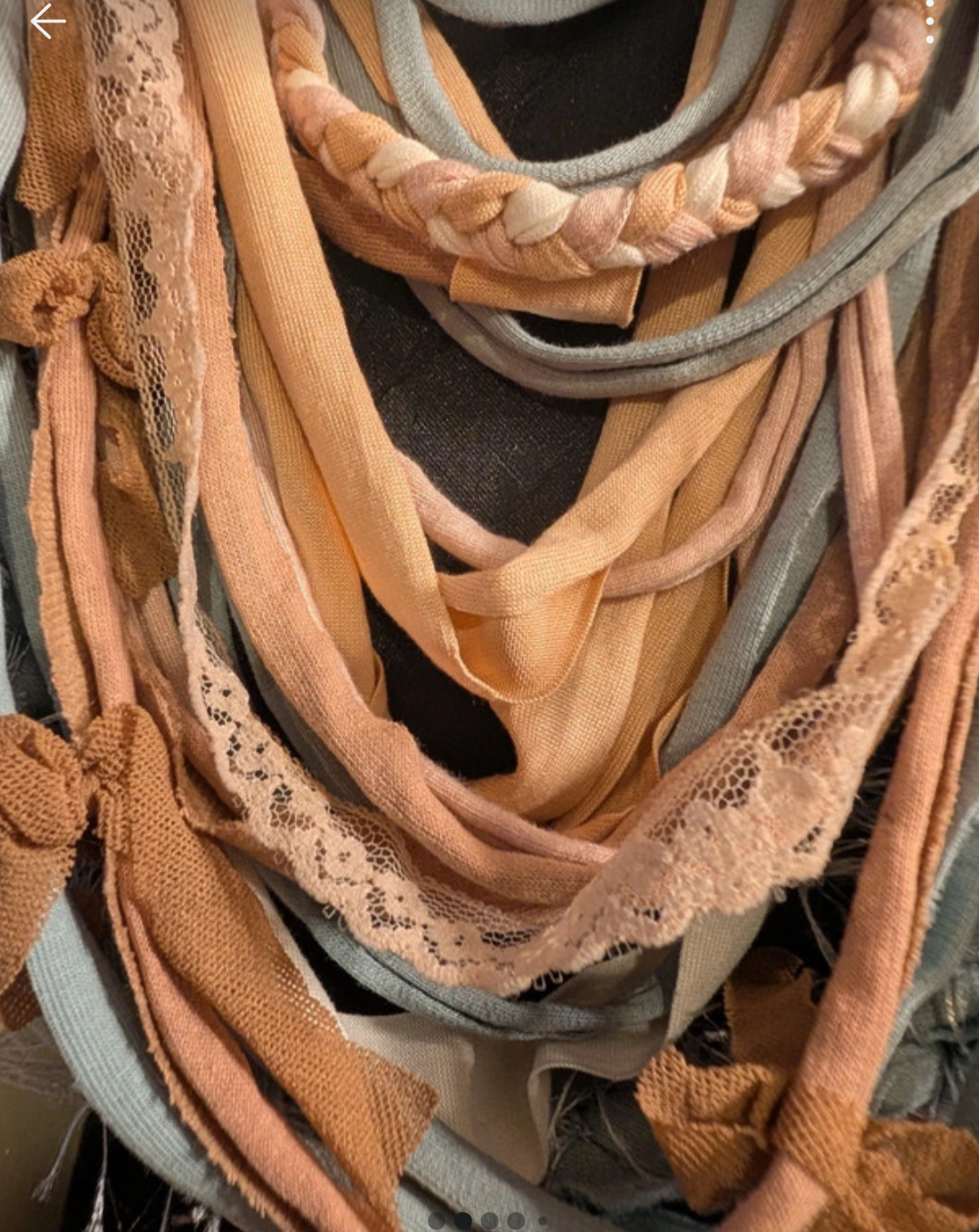 Burlesque, American Tan, Handmade & Upcycled Fabric Necklace