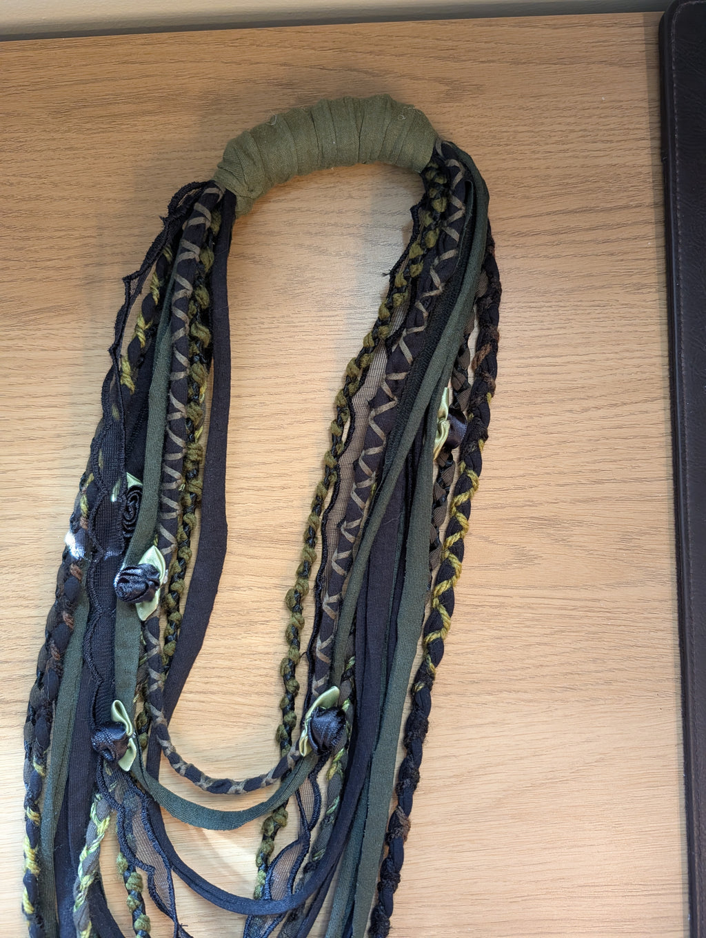 Ebony Rose & Sage, Gothic / Forestcore Fabric Necklace, A beautiful, handmade Gift
