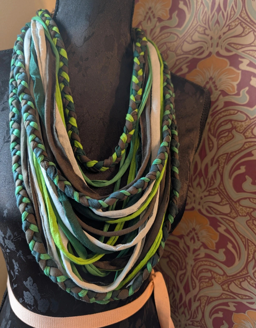 Apple, A bohemian style, handmade, infinity scarf suitable for Vegans