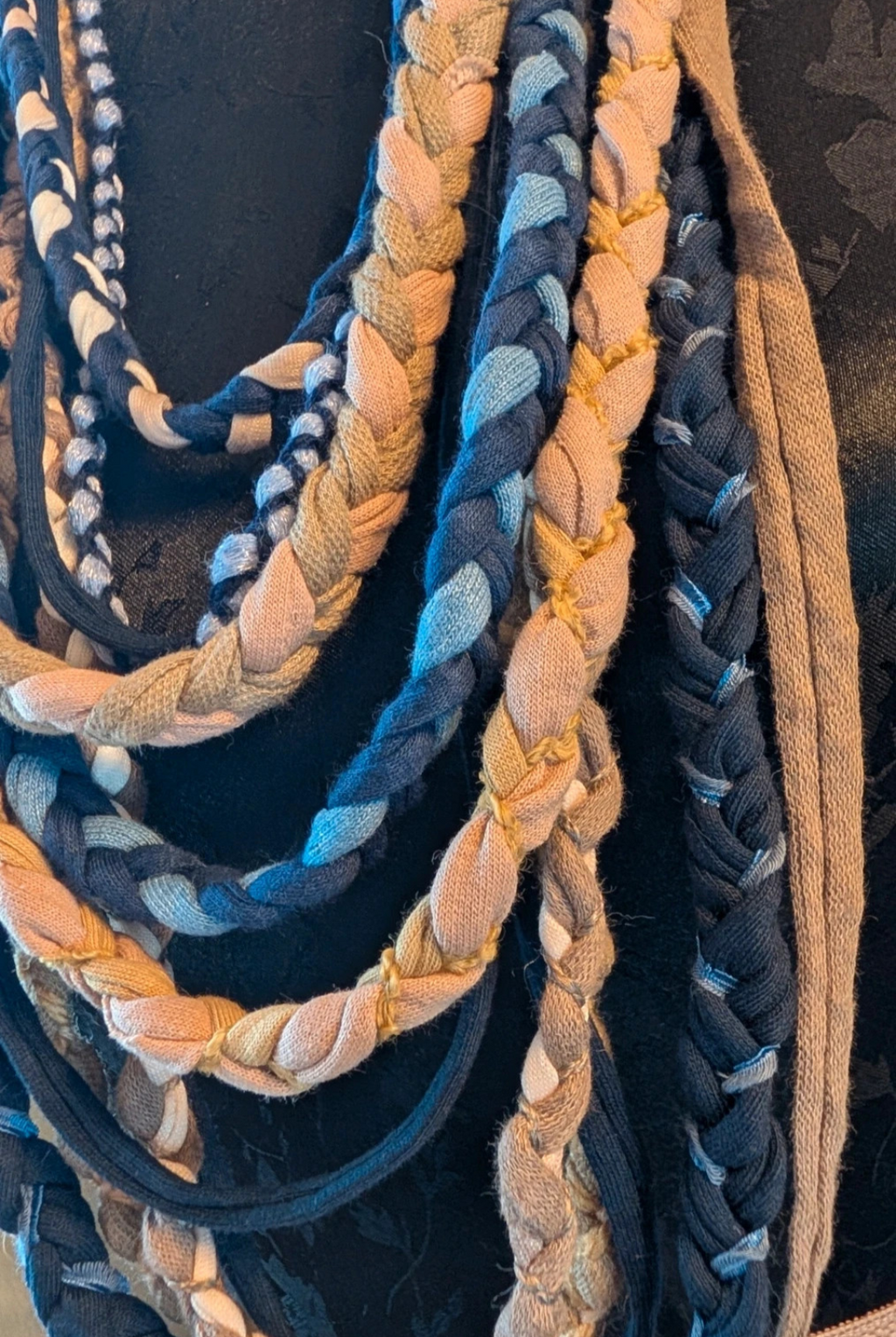 Sandy Beach, Boho Style Recycled Fabric Necklace