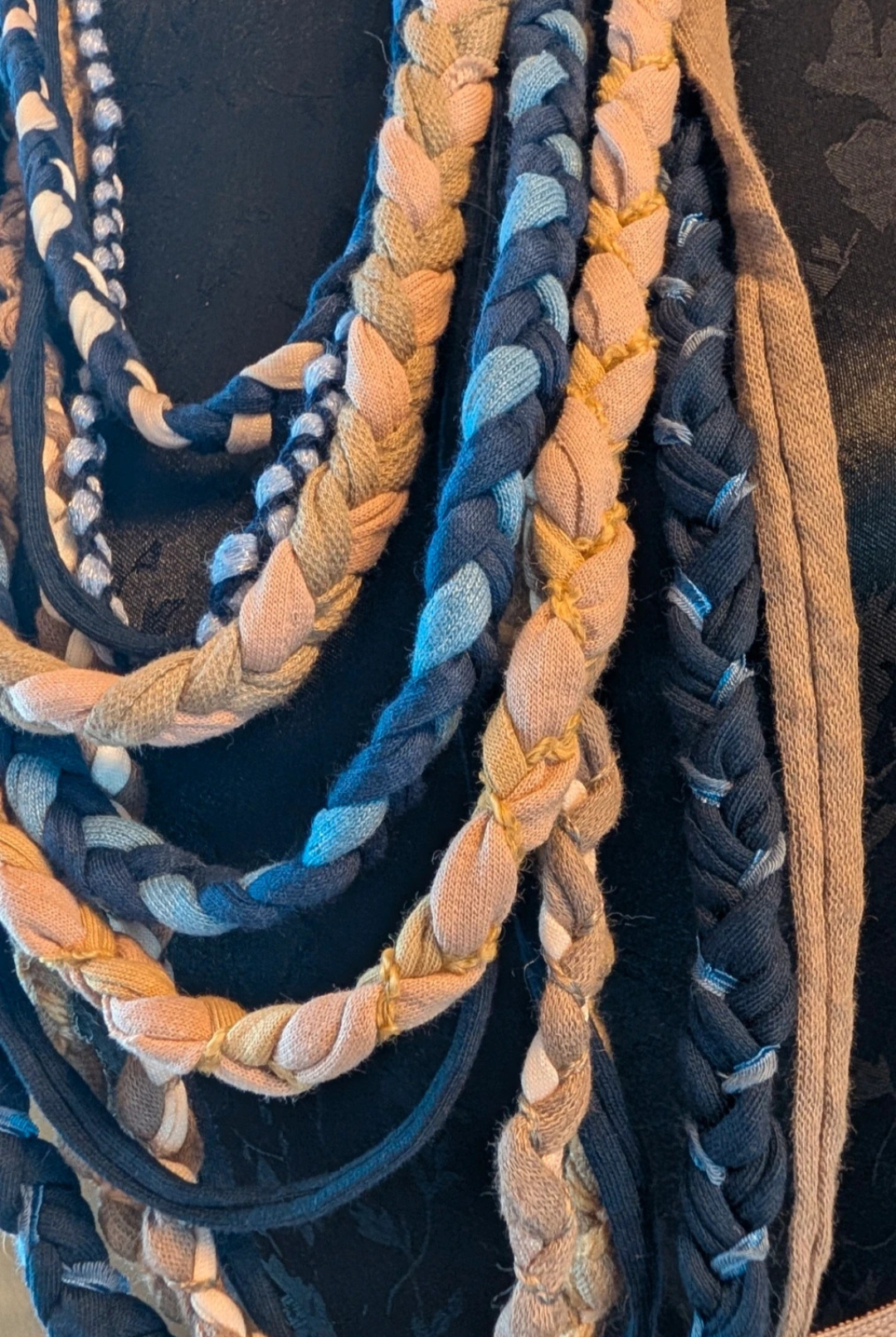 Sandy Beach, Boho Style Recycled Fabric Necklace