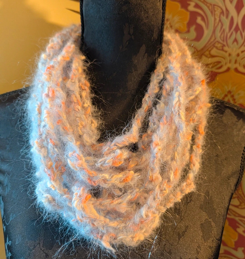 Blush Grey Vintage Mohair Infinity Scarf