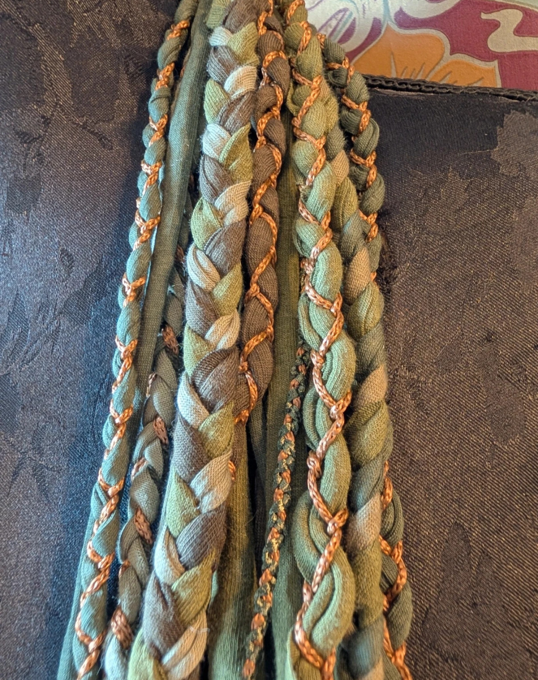 Verdigris, Boho Indie/Grunge Style infinity scarf, handmade & upcycled