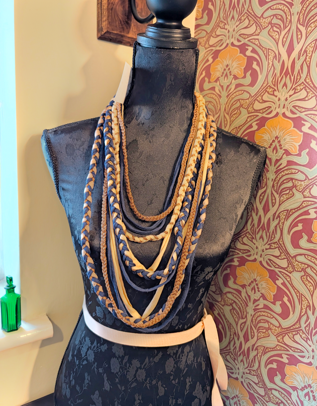 Tudor Lapis, Handmade Fabric Necklace