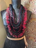 Wolfblood, Handmade Gothic accessory in Scarlet and Black fabric, Unique Necklace/Infinity Scarf