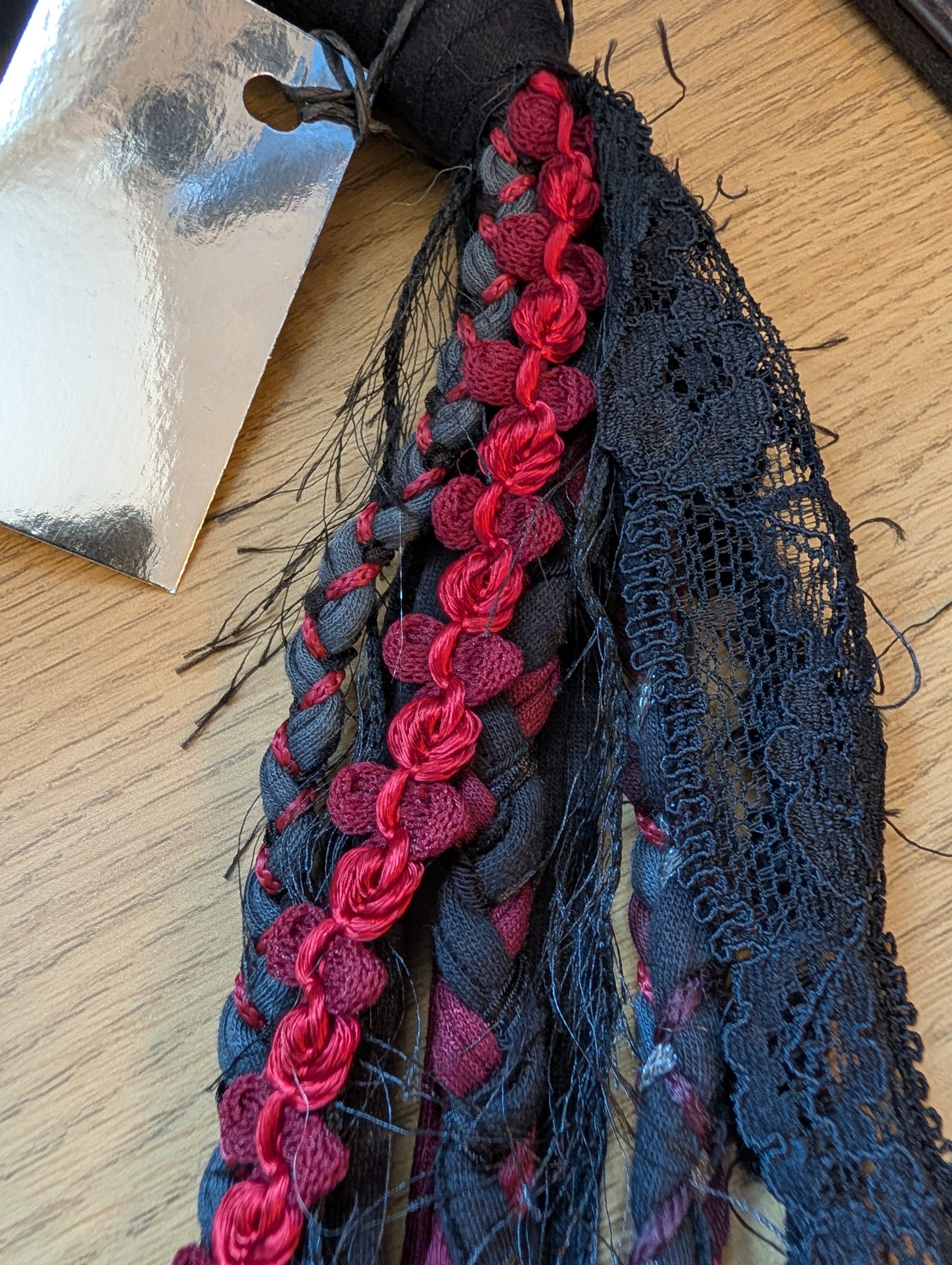 Decayed Roses, beautiful upcycled gothic fabric necklace, handmade