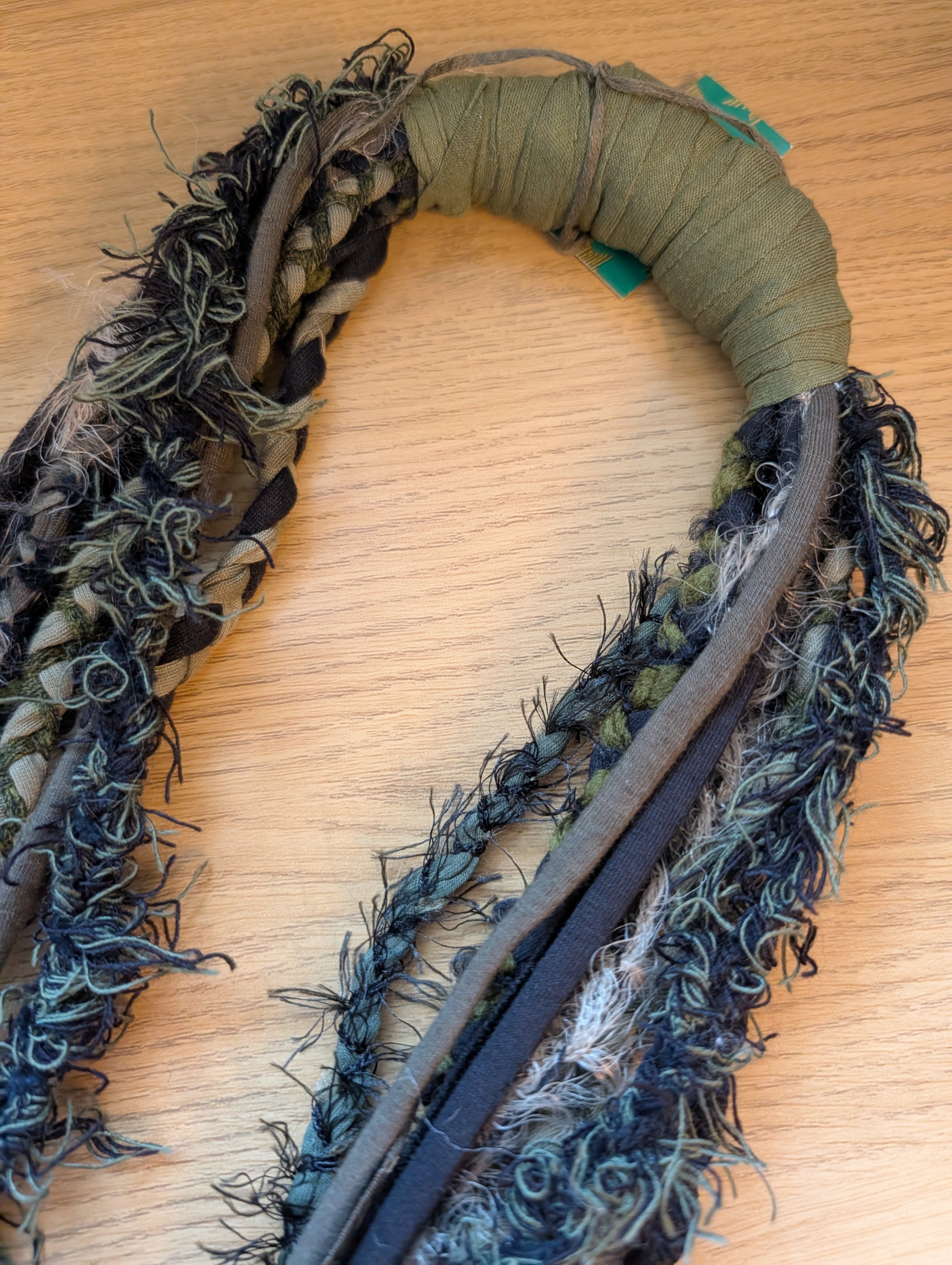 Midnight Moss Fabric Necklace, Deliciously dark handmade, upcycled and unique item