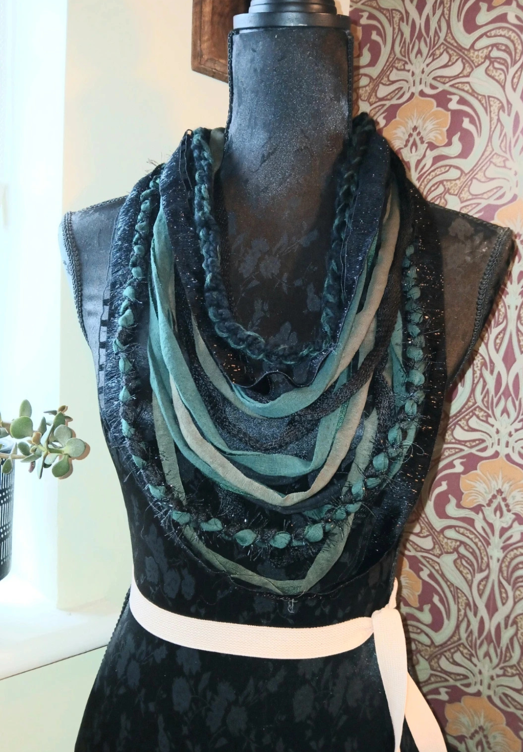 Starlit Forest, Wiitchy Boho Forestcore Fabric Necklace