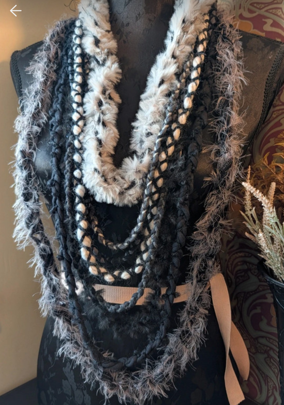 Men's Viking Jackdaw accessory/costume/ceremonial statement piece infinity scarf/necklace