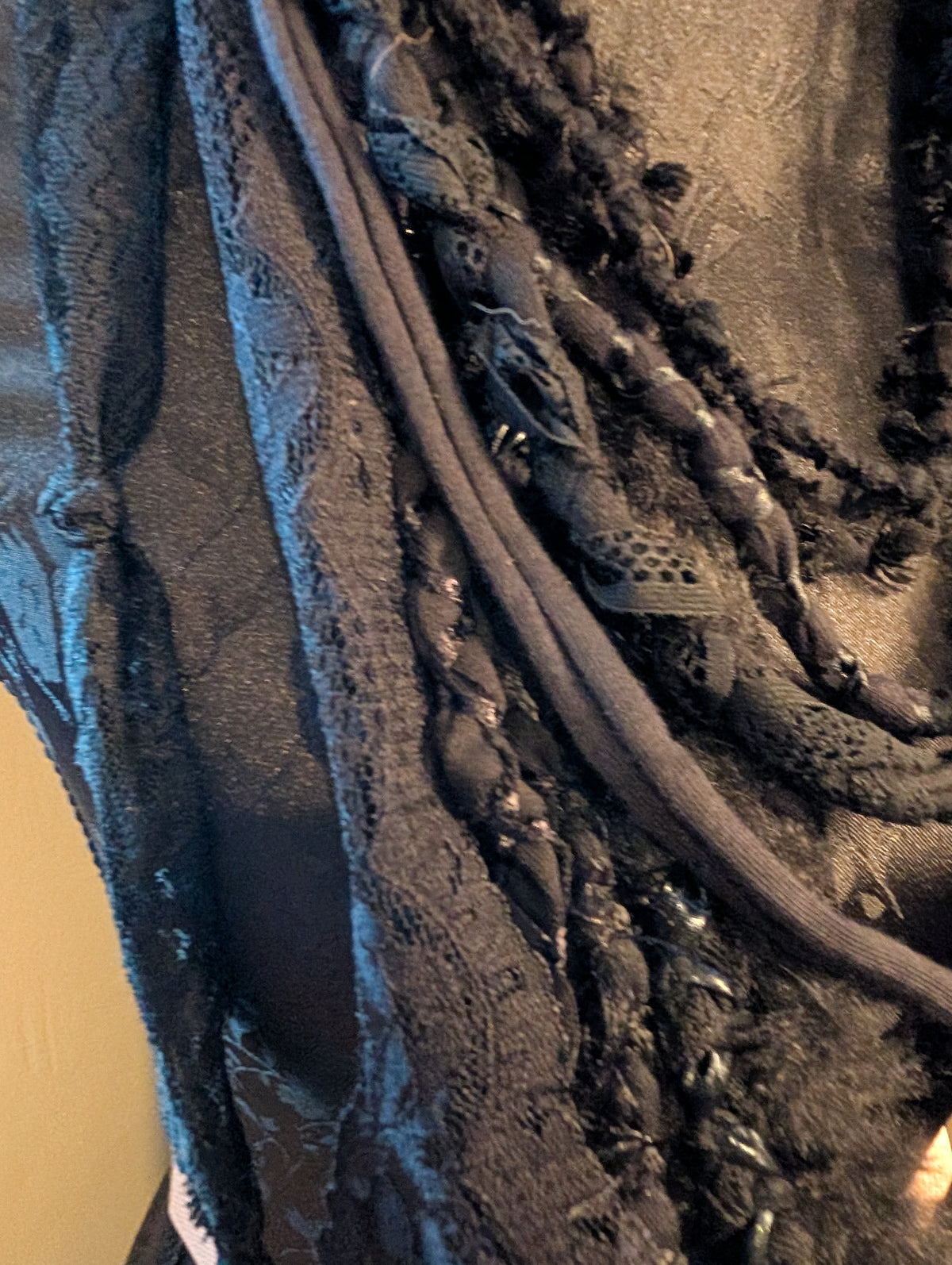 Gothic style Fabric Necklace,Nocturne, Handmade & Unique, Beautiful lace and weave is layered, made using sustainable materials