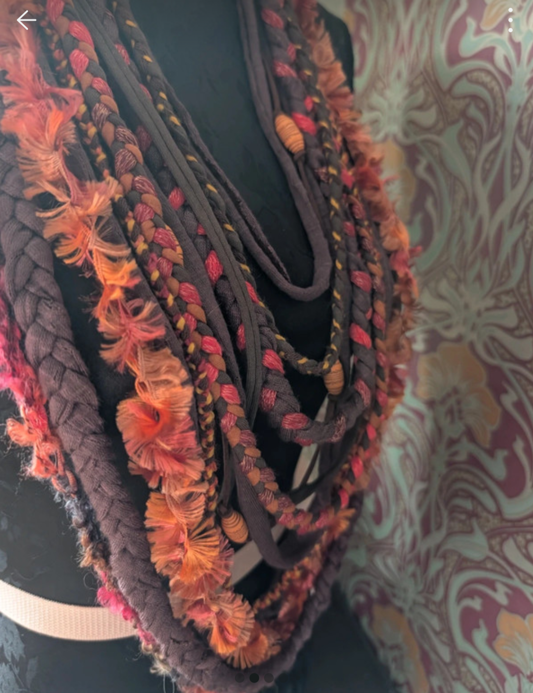 Carnelian, Witchy, Bohemian Style Stone inspired fabric necklace