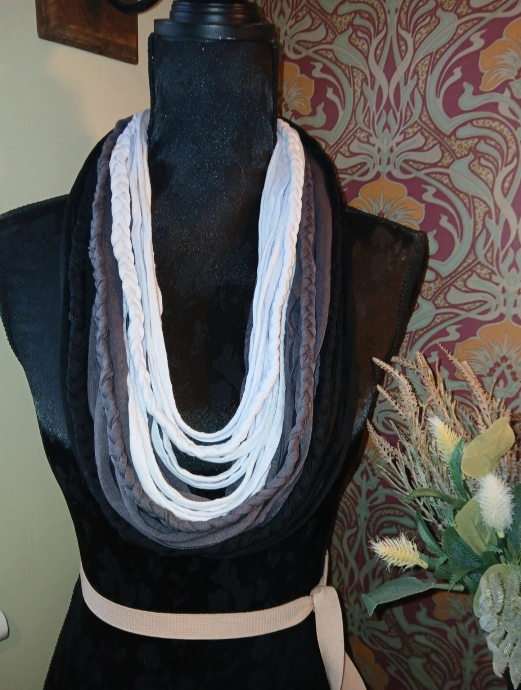 Ghostcore, Vegan Gothic Upcycled Infinity Scarf
