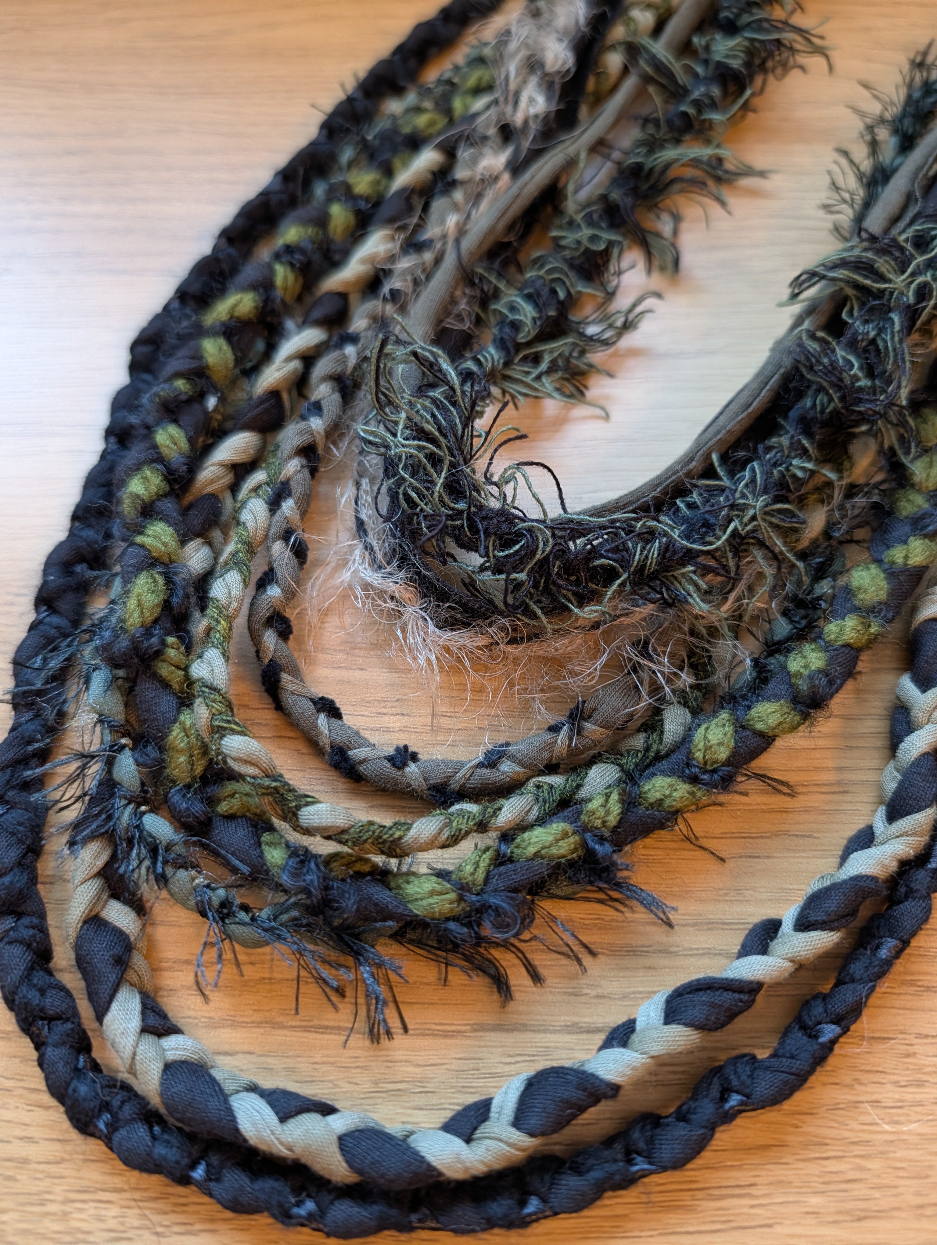 Midnight Moss Fabric Necklace, Deliciously dark handmade, upcycled and unique item