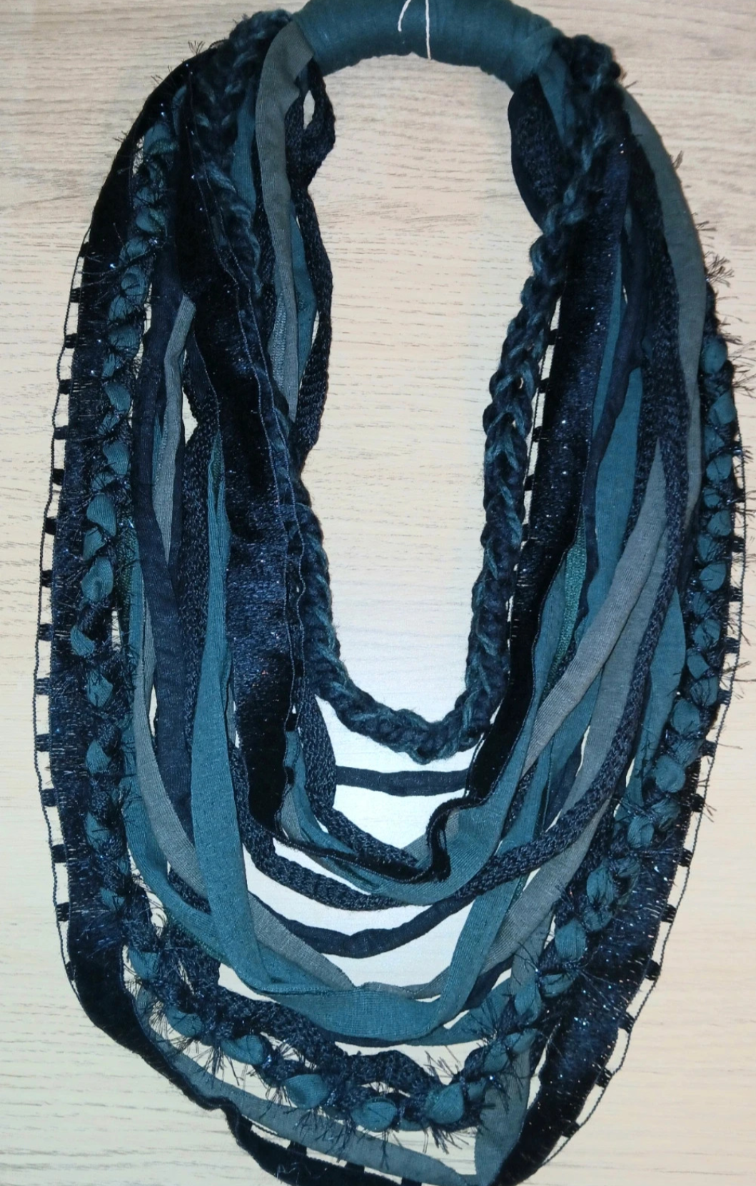Starlit Forest, Gothic Boho Forestcore inspired design, Handmade Upcycled fabric necklace