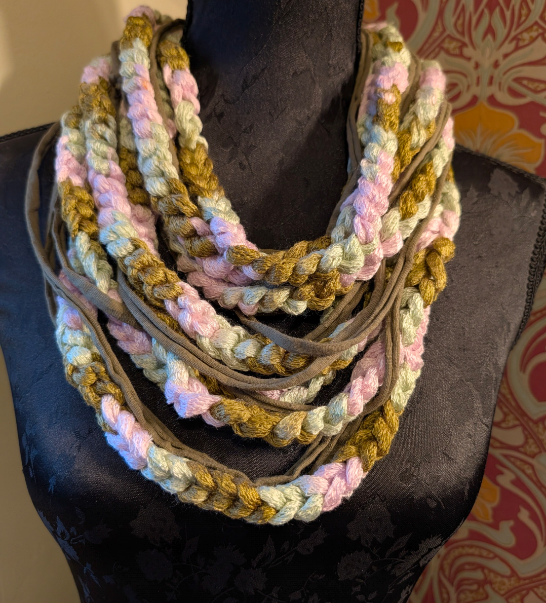Fern & Blossom Chain Crocheted Infinity Scarf