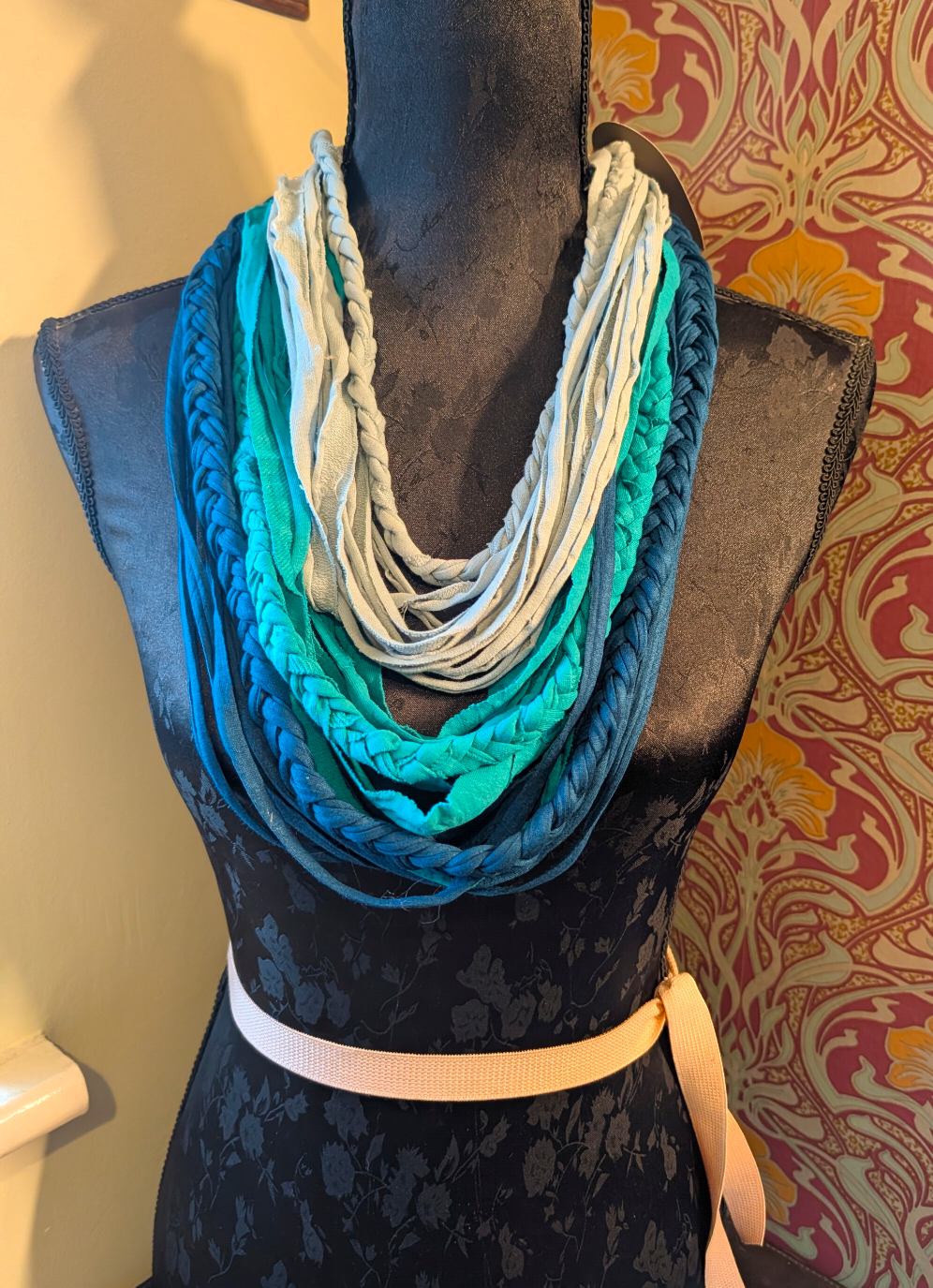 Shades of Teal Handmade Cowl Infinity Scarf