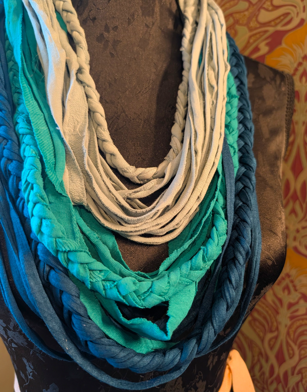Shades of Teal Handmade Cowl Infinity Scarf