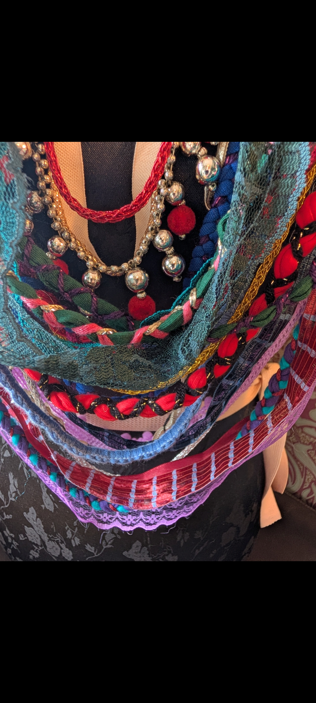 Gypsy Witch, Layered Fabric Necklace, Handmade, Upcycled & Unique