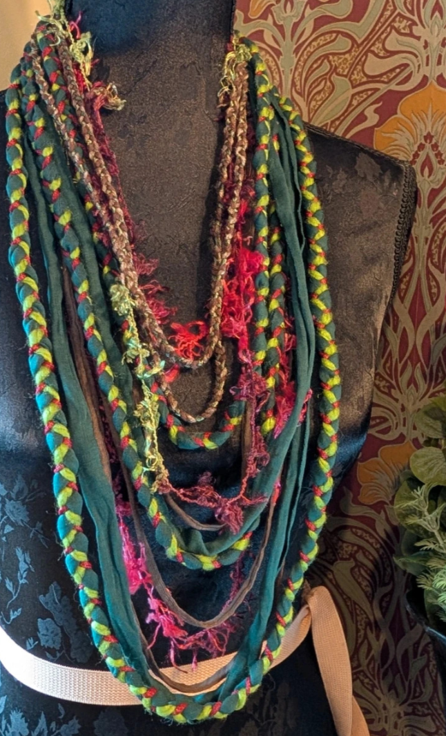 Rose Wood, Handcrafted Boho Fabric Necklace