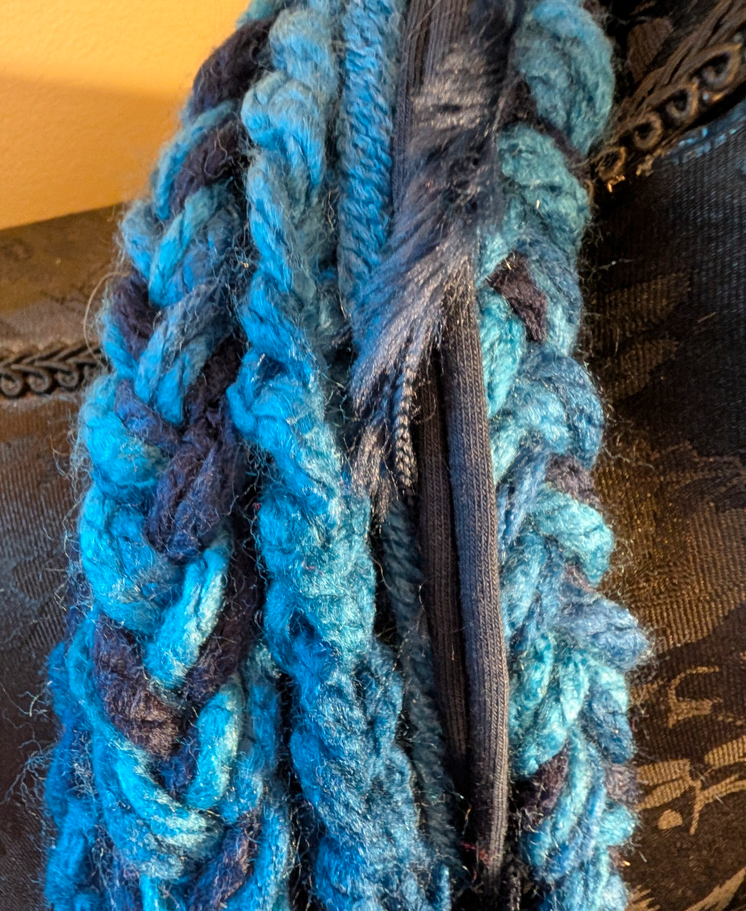 Warm Blue Crocheted Infinity Scarf