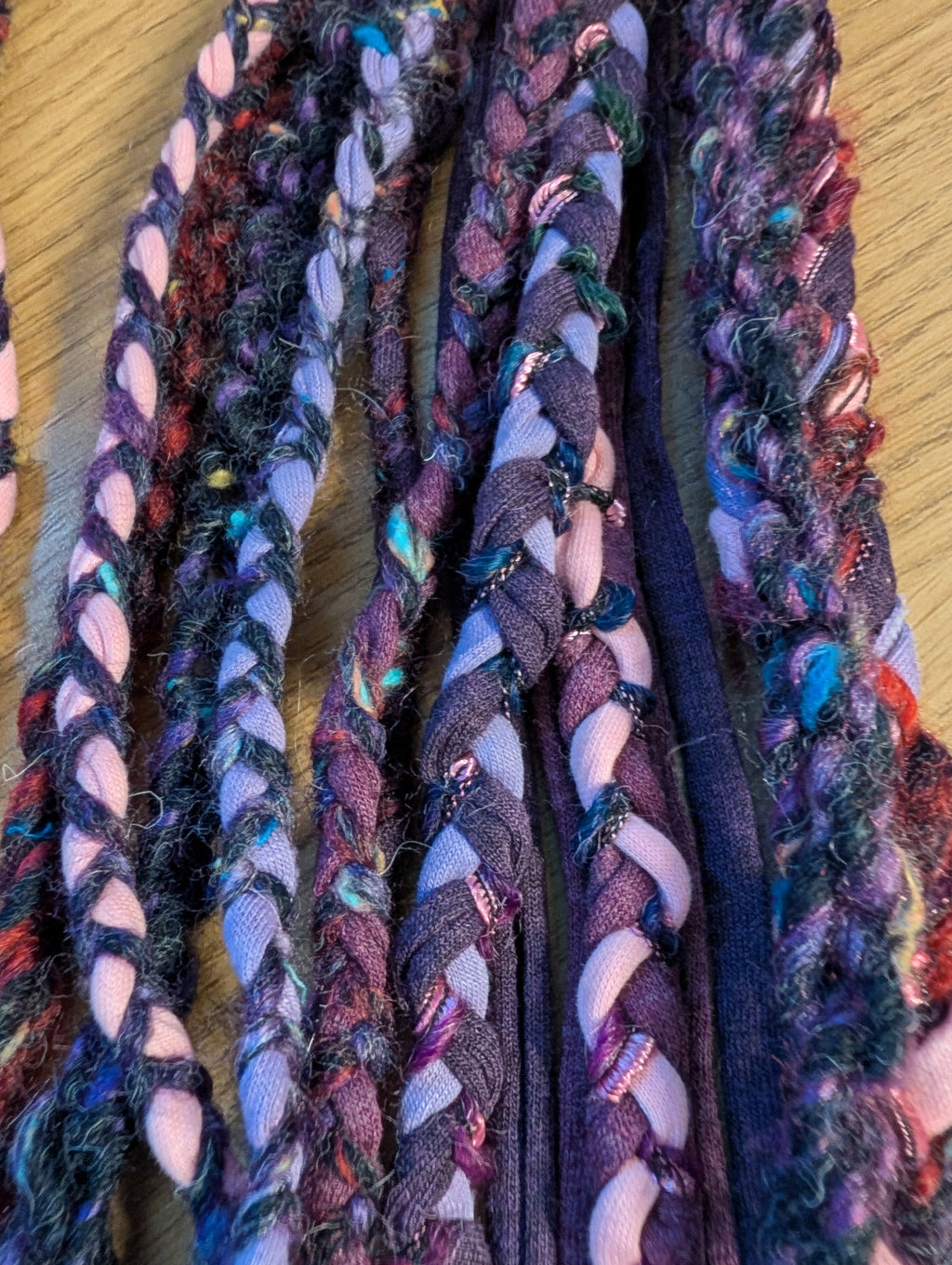 Enchanted Heather, beautiful Boho layered scarf in natural hues of purple and pink, handmade & totally unique