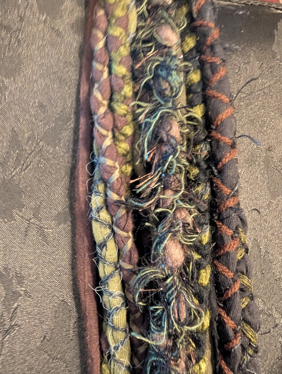 Moss Hollow, A Beautiful, forest inspired fabric necklace, Earthy shades that create a dark and witchy overtone