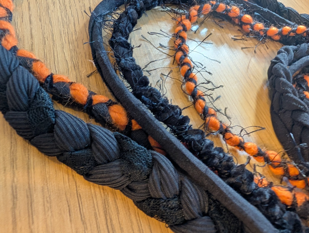 Pumpkin Moon, Upcycled Handmade Fabric Necklace, Goth Accessory, Halloween Accessory