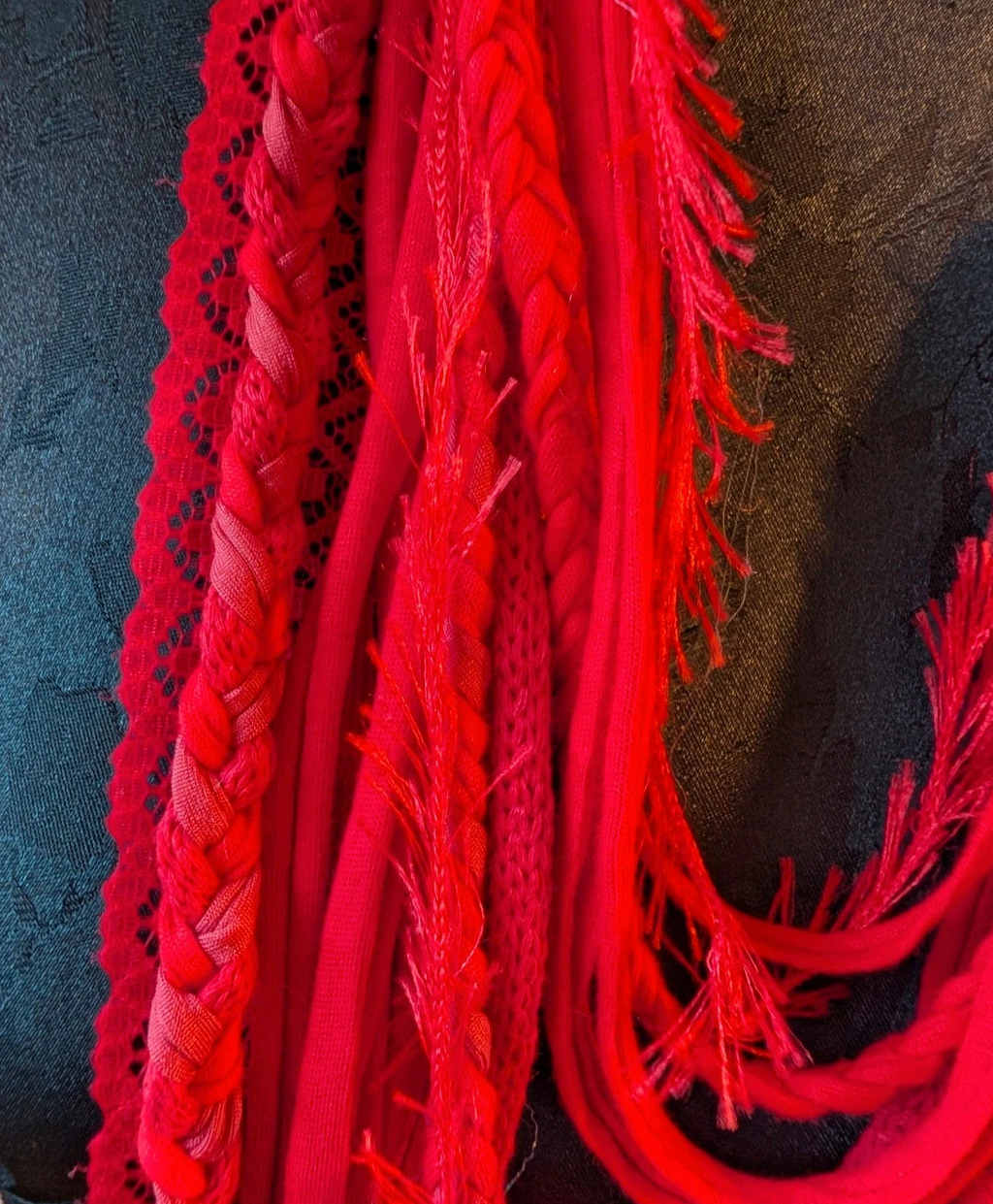 Cherry, Boho style Infinity Scarf or Fabric Necklace