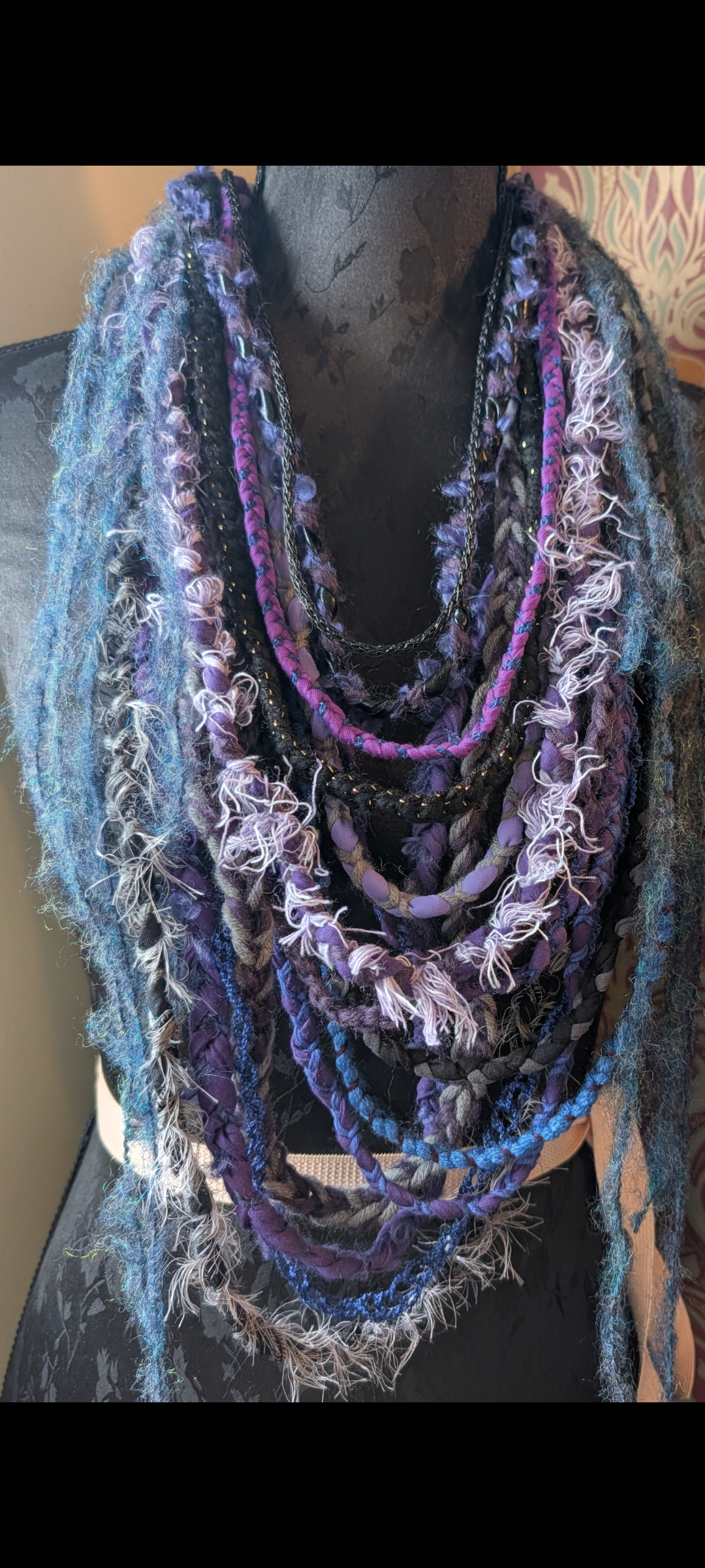 Tempest Witch, Beautiful Fabric Necklace, Handmade  & Upcycled