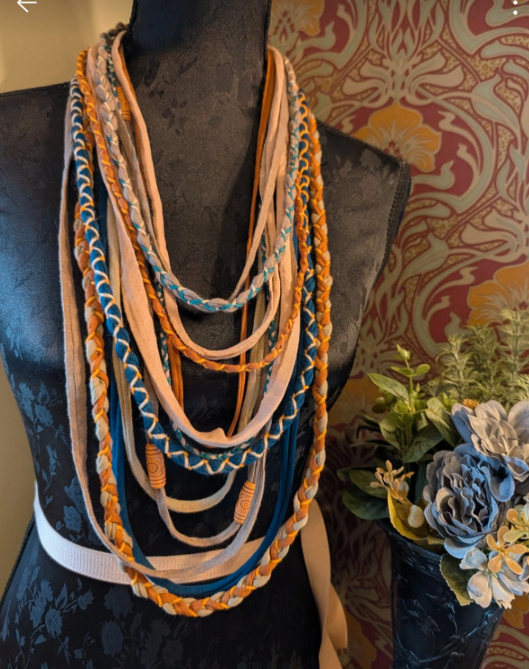 Tropical Sunset, Boho Style Upcycled, Handcrafted Fabric Neclace