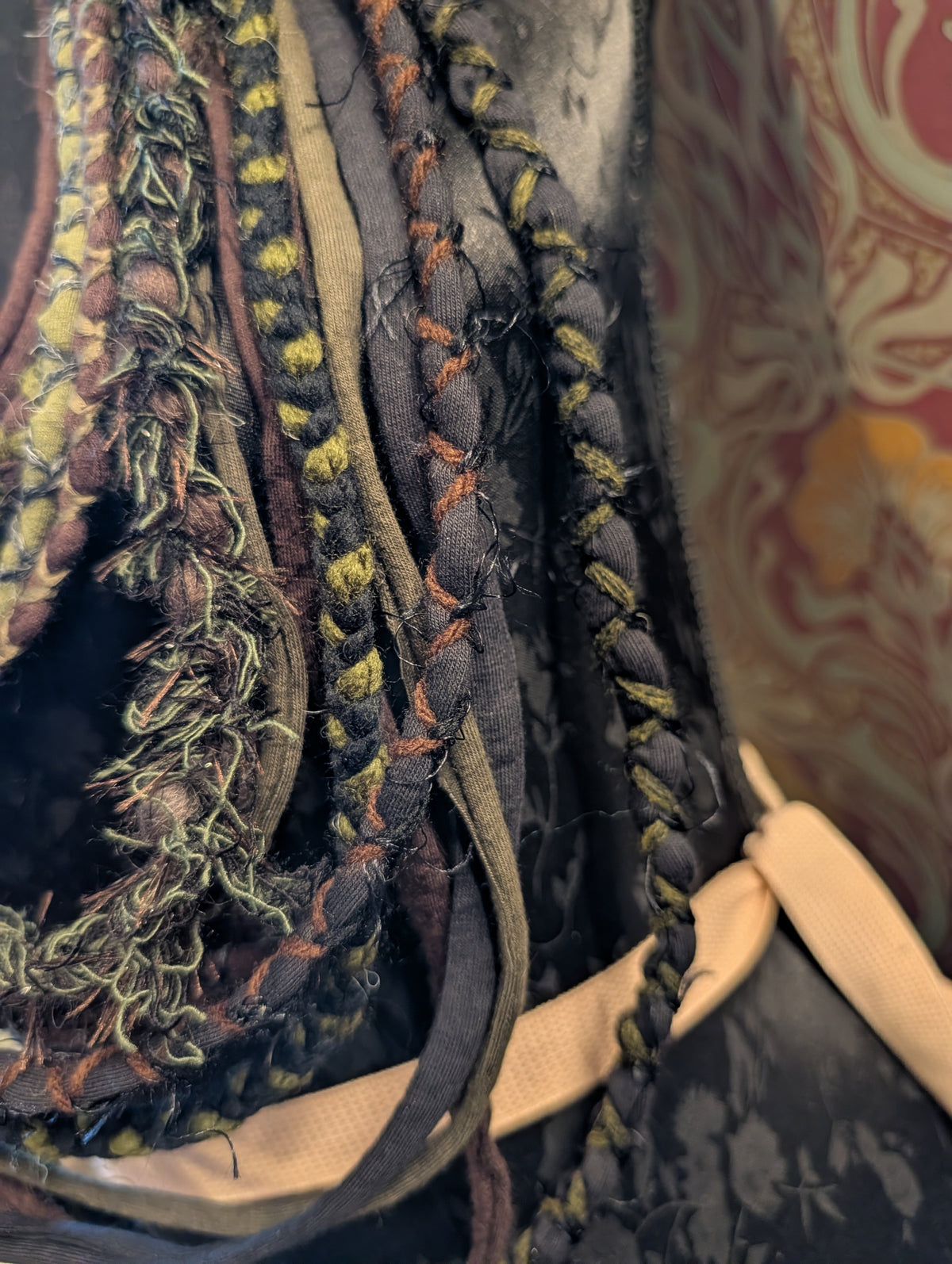 Moss Hollow, A Beautiful, forest inspired fabric necklace, Earthy shades that create a dark and witchy overtone