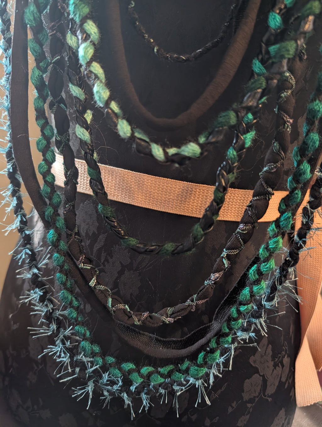 Ethereal, Long, draped fabric necklace, Gothic, Alternative Fashion Accessory, handmade, unique and Upcycled