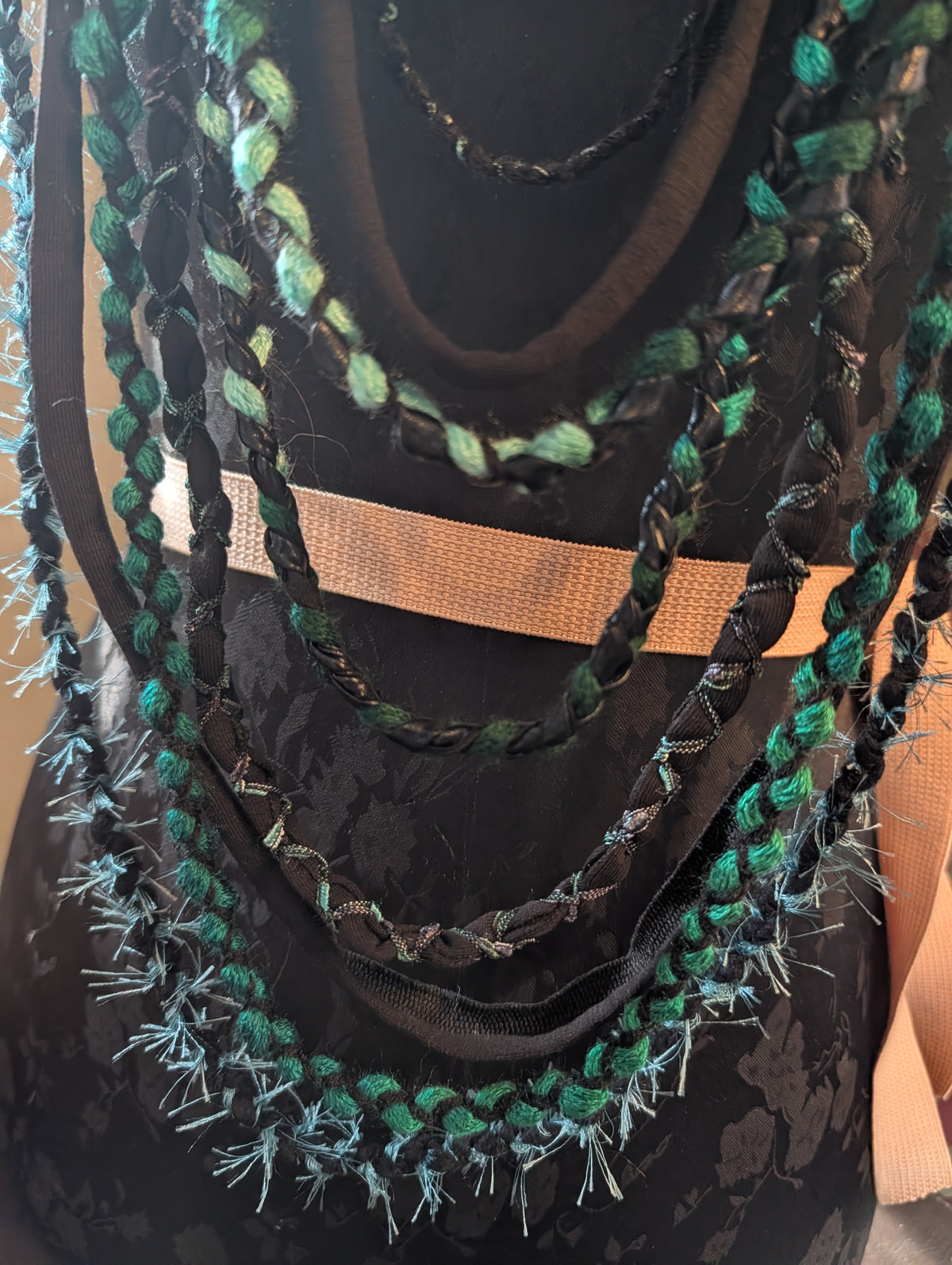 Ethereal, Long, draped fabric necklace, Gothic, Alternative Fashion Accessory, handmade, unique and Upcycled