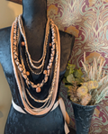Unusual Handmade T-shirt Yarn Scarf, Mocha Black Boho Style