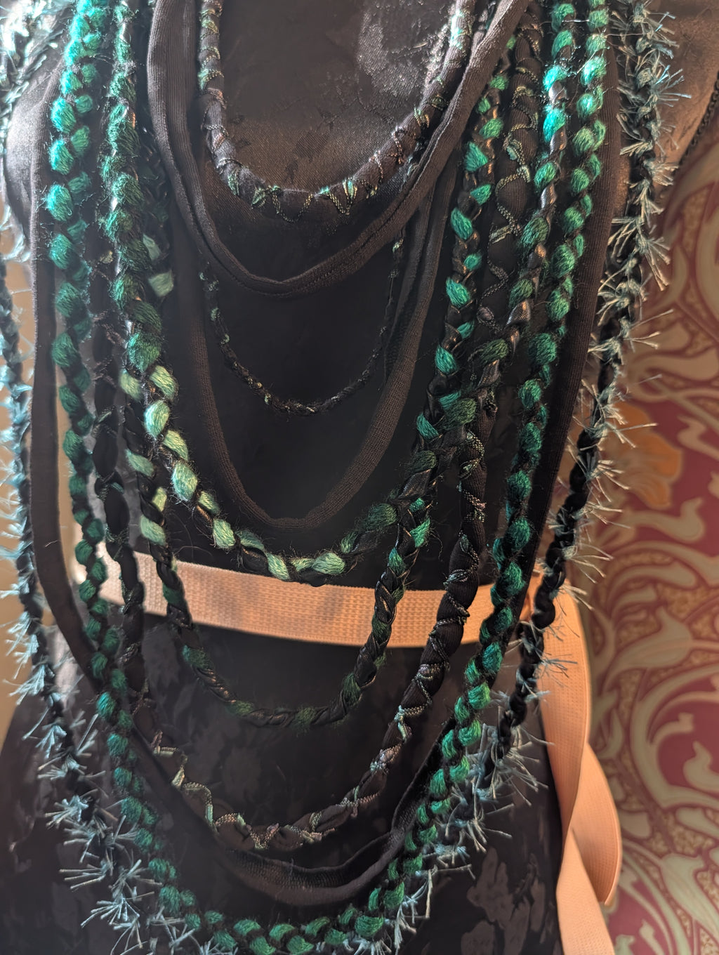 Ethereal, Long, draped fabric necklace, Gothic, Alternative Fashion Accessory, handmade, unique and Upcycled
