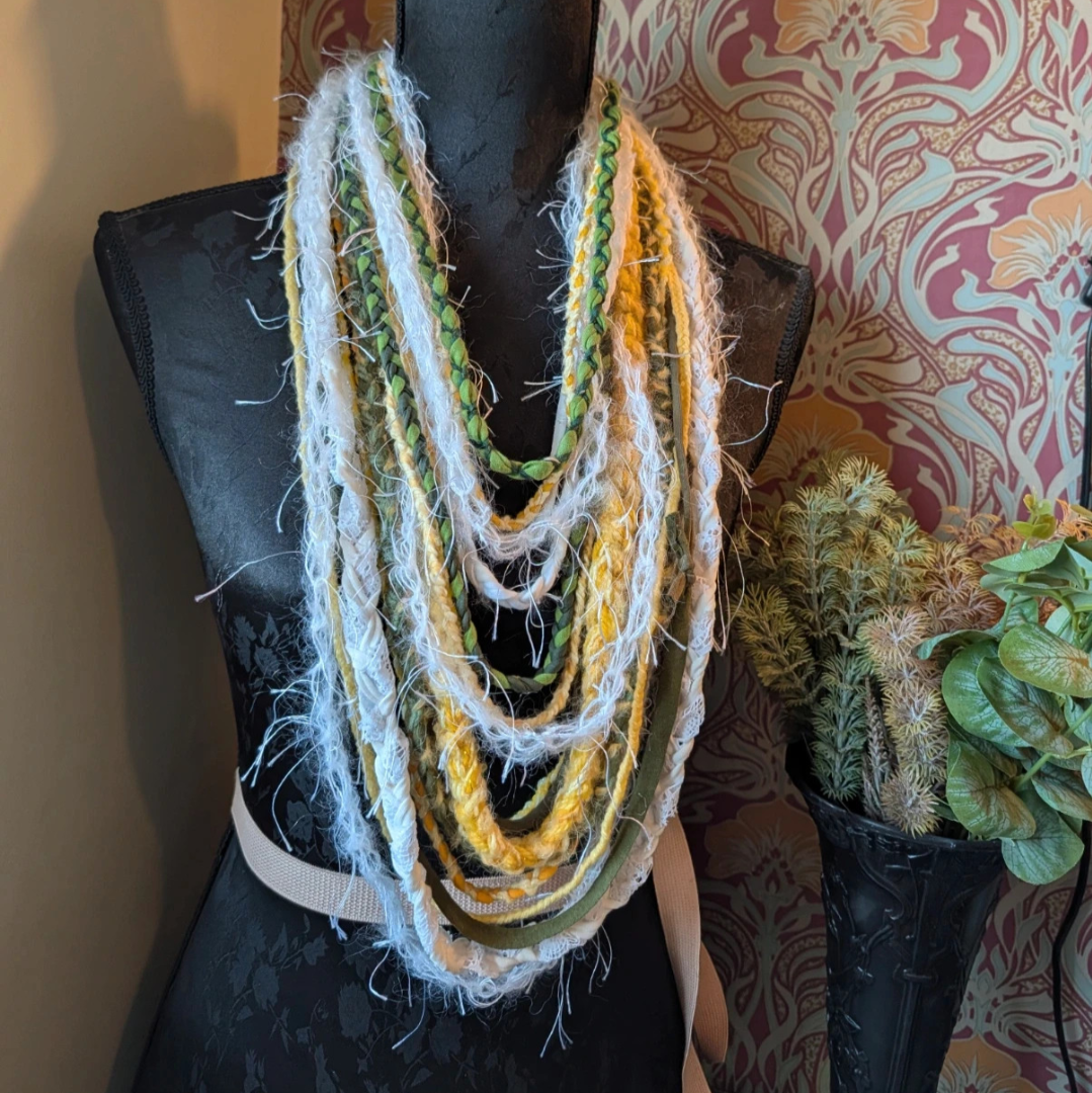 Daisy Chain, Boho Style, Hippie, floral inspired handmade fabric necklace