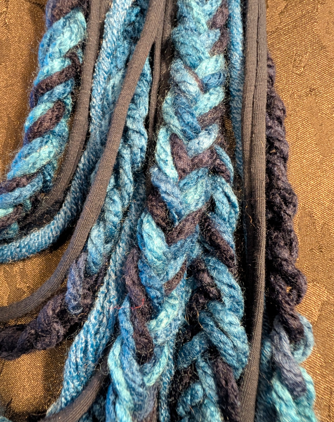 Warm Blue Crocheted Infinity Scarf