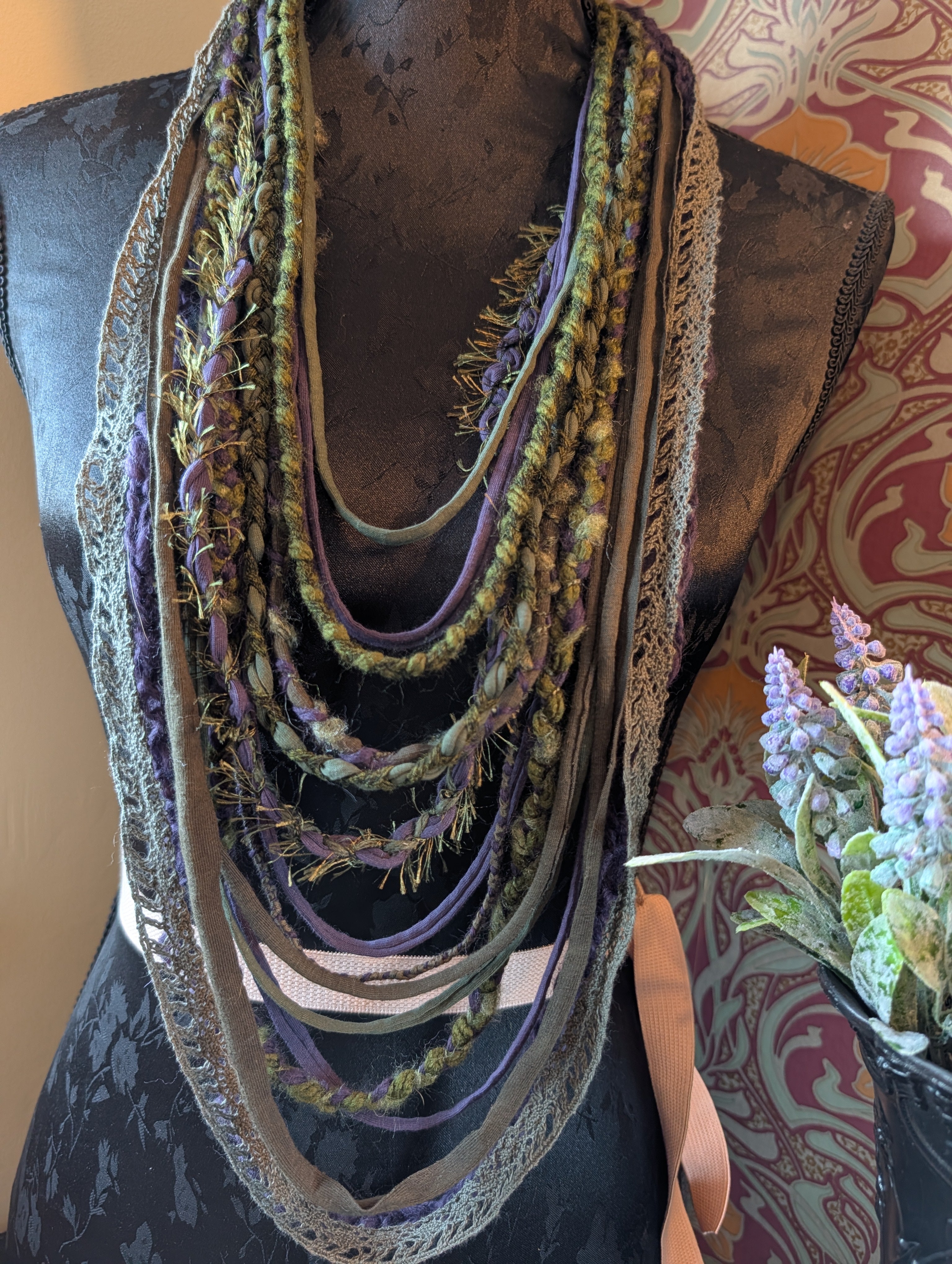Moss & Mulberry Handmade Fabric Necklace Boho Eco Fashion