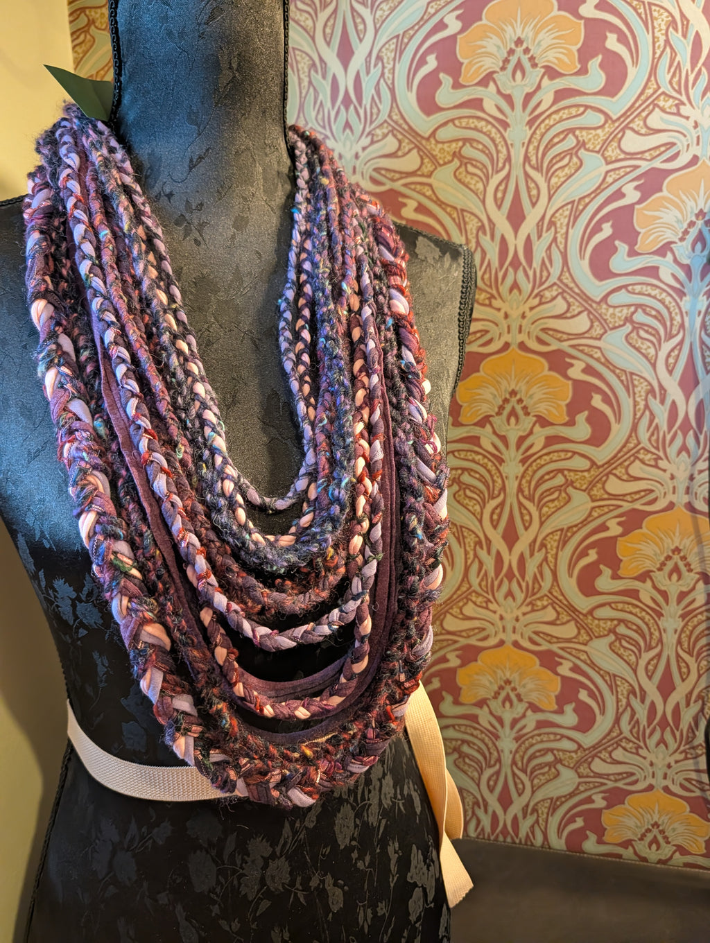 Enchanted Heather, beautiful Boho layered scarf in natural hues of purple and pink, handmade & totally unique
