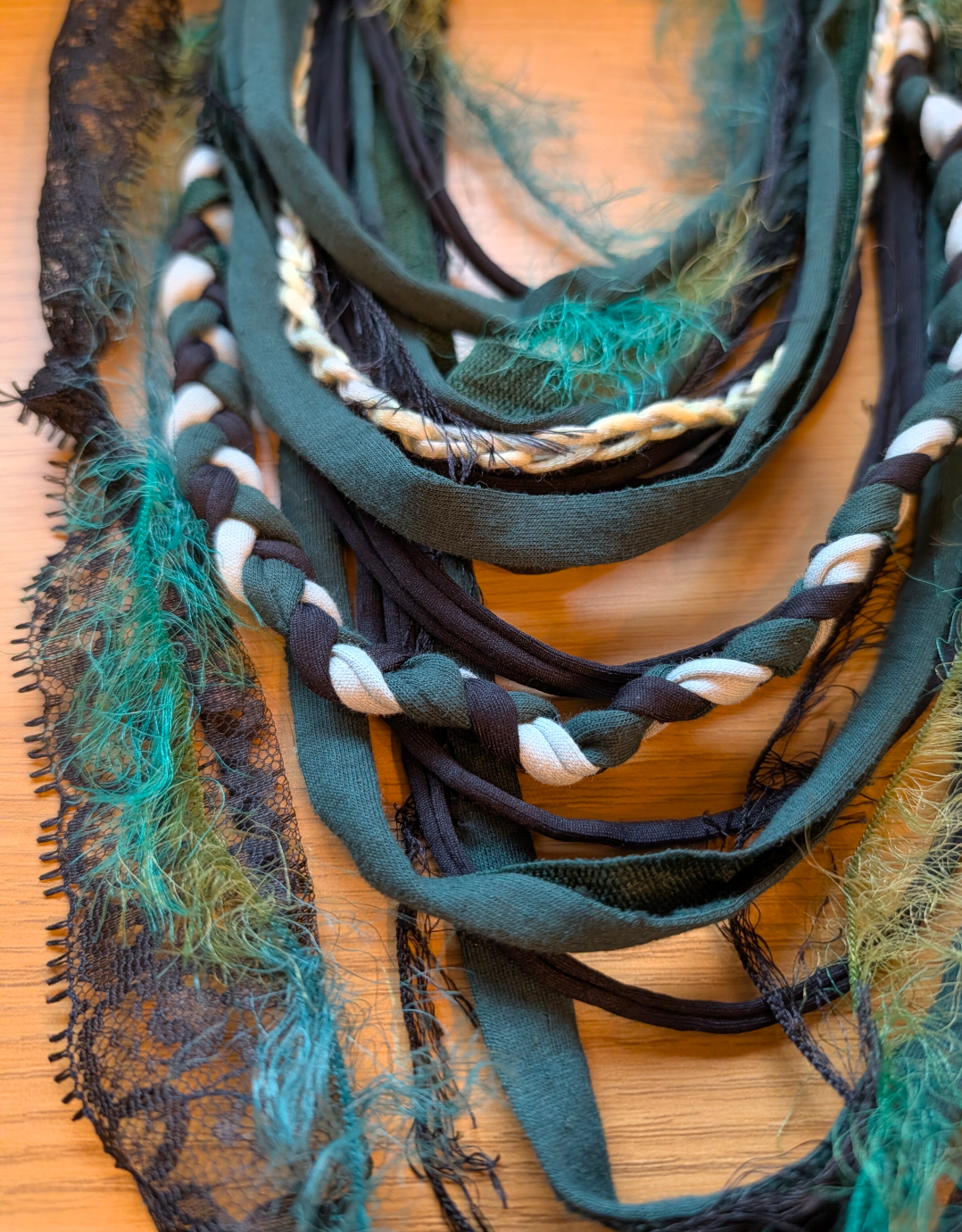 Absinthe, Unique Handmade Gothic Fabric Necklace