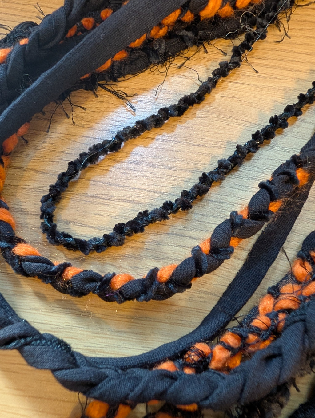 Pumpkin Moon, Upcycled Handmade Fabric Necklace, Goth Accessory, Halloween Accessory