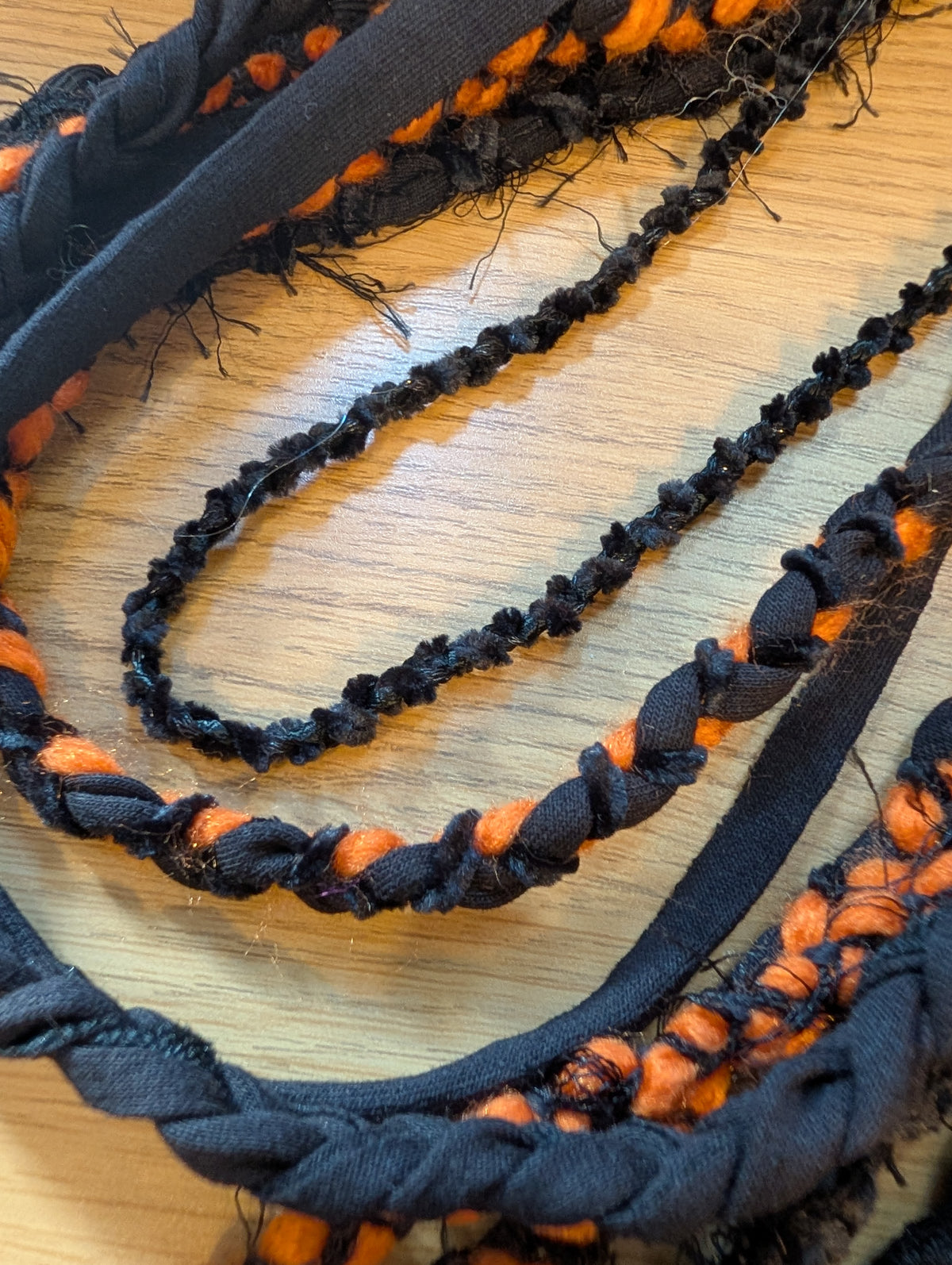 Pumpkin Moon, Upcycled Handmade Fabric Necklace, Goth Accessory, Halloween Accessory